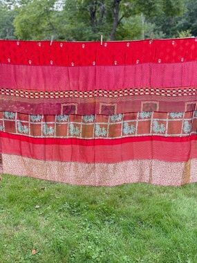 New wTag Mexicali Blues Recycled Sari Silk Curtain Room Divider Doorway Panel